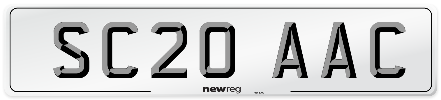 SC20 AAC Number Plate from New Reg